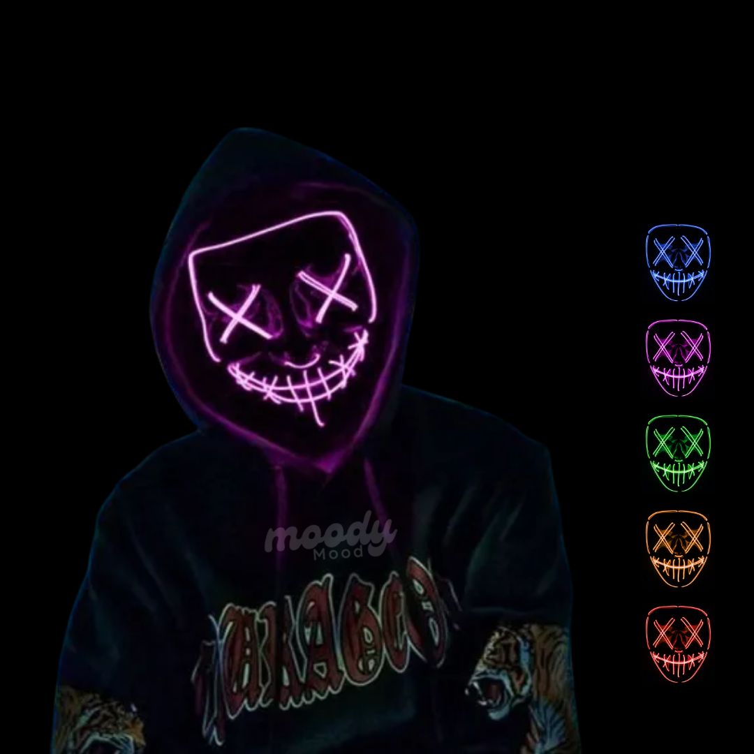 Máscara LED Purga Neón: Transfórmate en el Centro de la Noche.