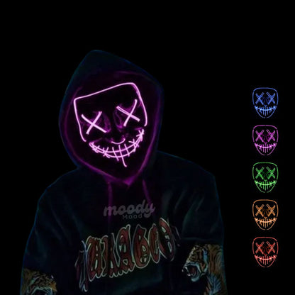 Máscara LED Purga Neón: Transfórmate en el Centro de la Noche.